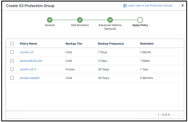 Step 3 in configuring protection groups for S3