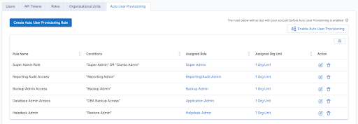 screenshot of auto user provisioning creation