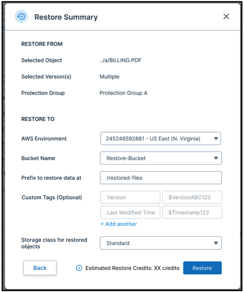 Clumio's protection policies page, displaying a form to create a new protection policy for a specific workload or data source, with various customizable options available.